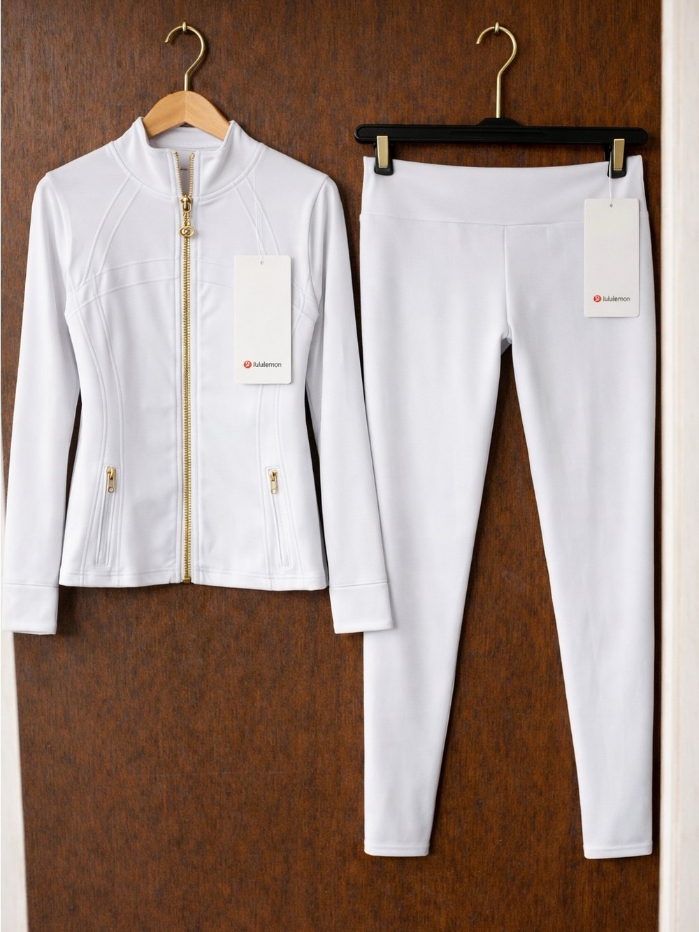 lululemon athletica White High-Rise Leggings with Matching Zip Jacket